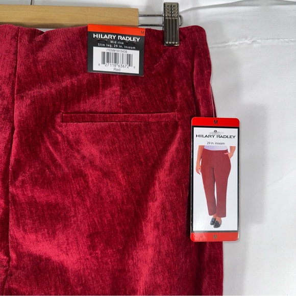 Hilary Radley Pants Women's Red Medium 29 Inseam Mid-Rise Faux Suede Pull On NEW - Picture 8 of 11